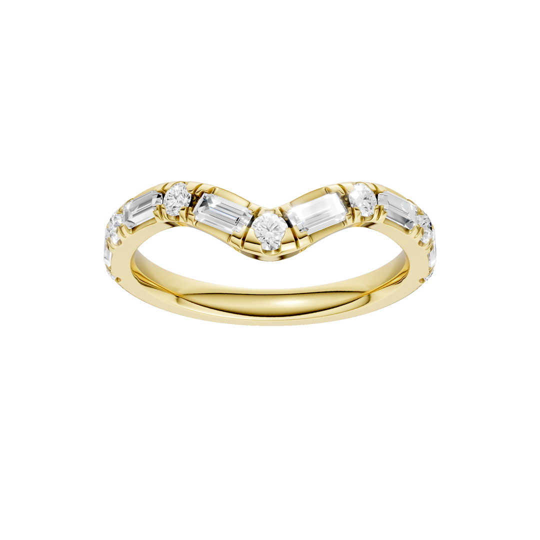 Matching Band for 3-Stone Engagement Ring (Round+Baguette) in 14K Yellow Gold – Silvadi Jewelry Aurora CO