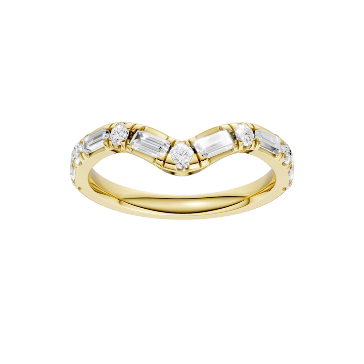 Matching Band for 3-Stone Engagement Ring (Round+Baguette) in 14K Yellow Gold – Silvadi Jewelry Aurora CO