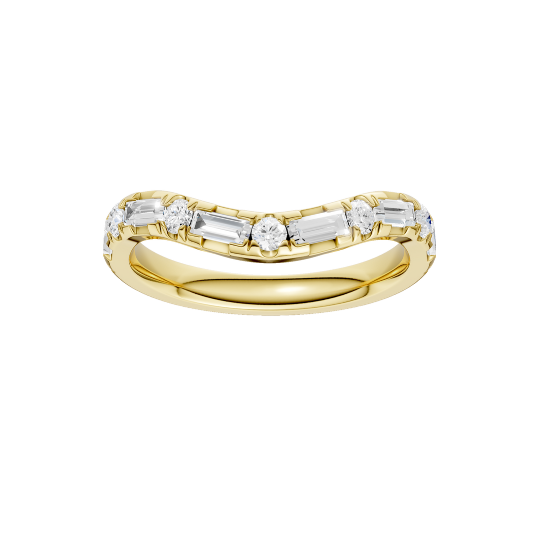 Matching Band for 3-Stone Engagement Ring (Round+Baguette) in 14K Yellow Gold – Silvadi Jewelry Aurora CO