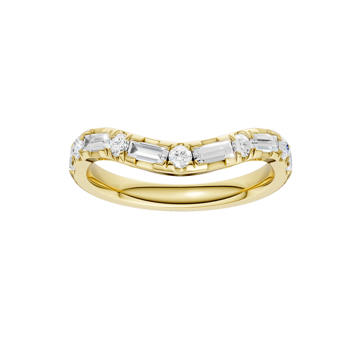 Matching Band for 3-Stone Engagement Ring (Round+Baguette) in 14K Yellow Gold – Silvadi Jewelry Aurora CO