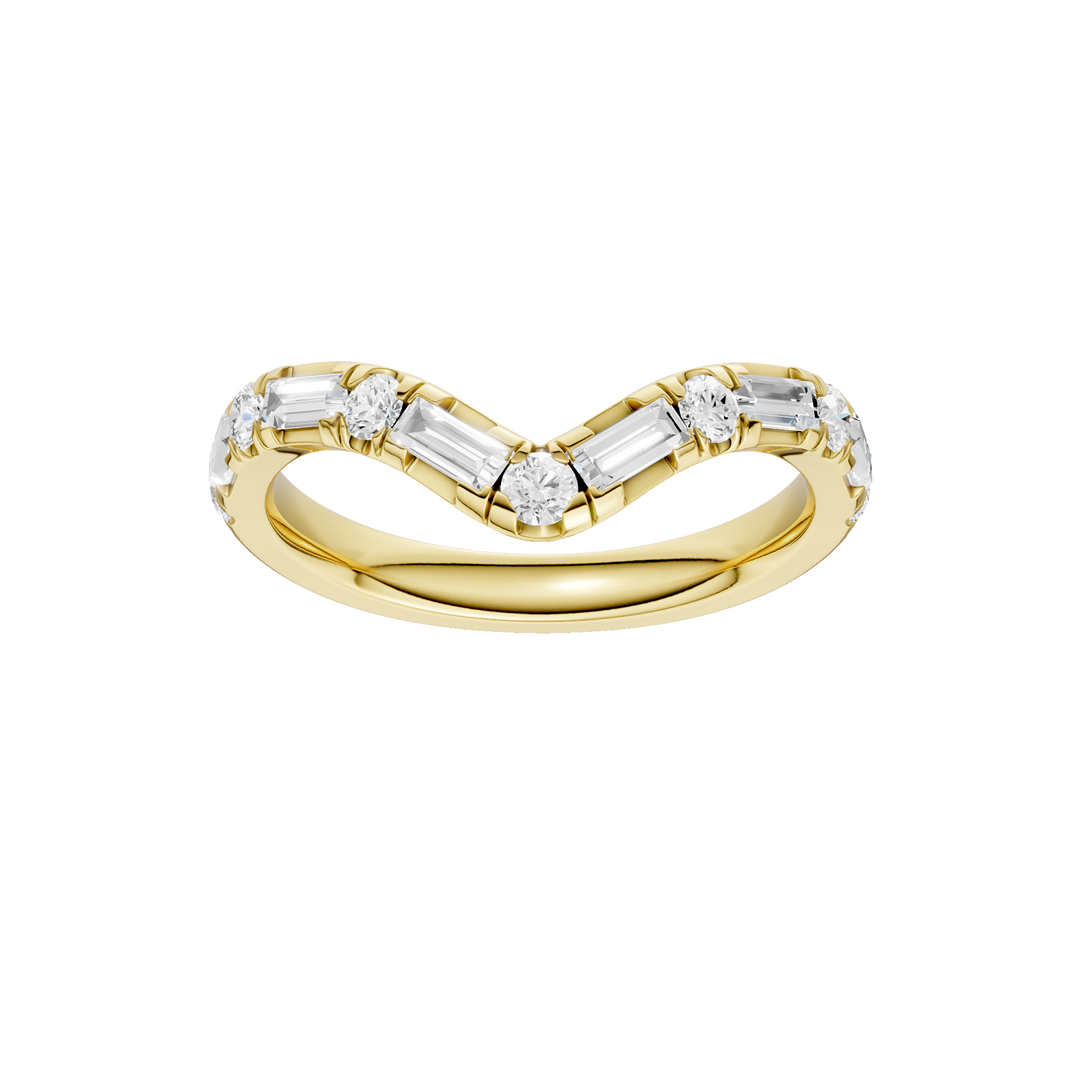 Matching Band for 3-Stone Engagement Ring (Round+Baguette) in 14K Yellow Gold – Silvadi Jewelry Aurora CO