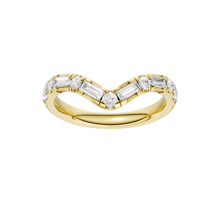 Matching Band for 3-Stone Engagement Ring (Round+Baguette) in 14K Yellow Gold – Silvadi Jewelry Aurora CO