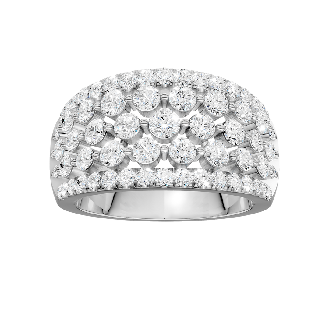 Multi Row Diamond Ring (Round) in 14K White Gold – Silvadi Jewelry Aurora CO