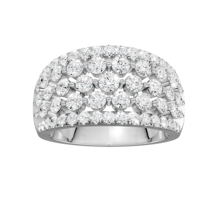 Multi Row Diamond Ring (Round) in 14K White Gold – Silvadi Jewelry Aurora CO