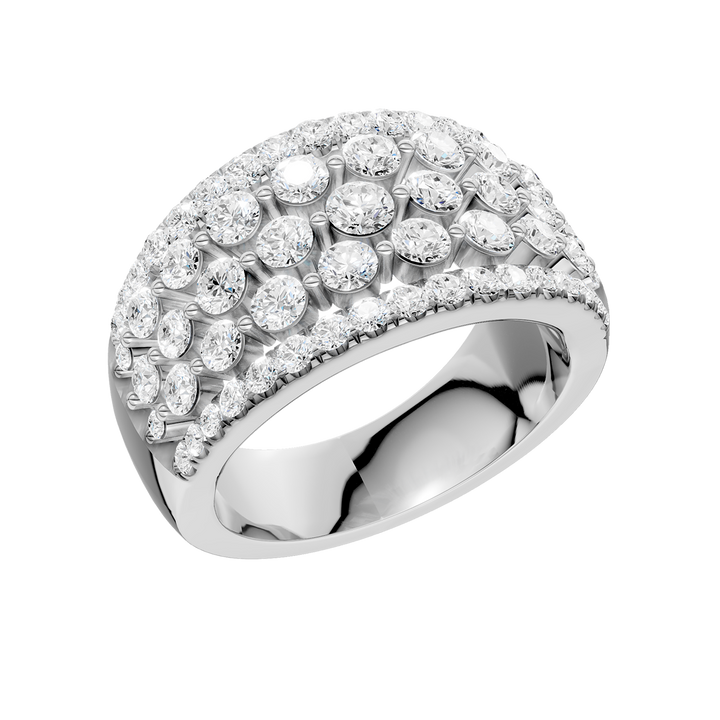 Multi Row Diamond Ring (Round) in 14K White Gold – Silvadi Jewelry Aurora CO