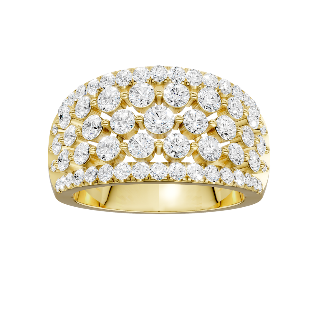 Multi Row Diamond Ring (Round) in 14K Yellow Gold – Silvadi Jewelry Aurora CO