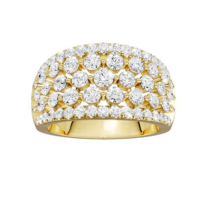 Multi Row Diamond Ring (Round) in 14K Yellow Gold – Silvadi Jewelry Aurora CO