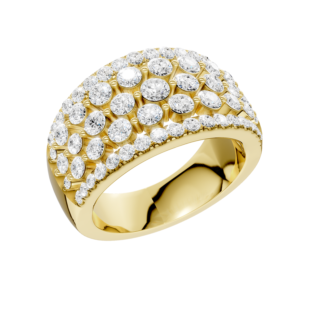 Multi Row Diamond Ring (Round) in 14K Yellow Gold – Silvadi Jewelry Aurora CO