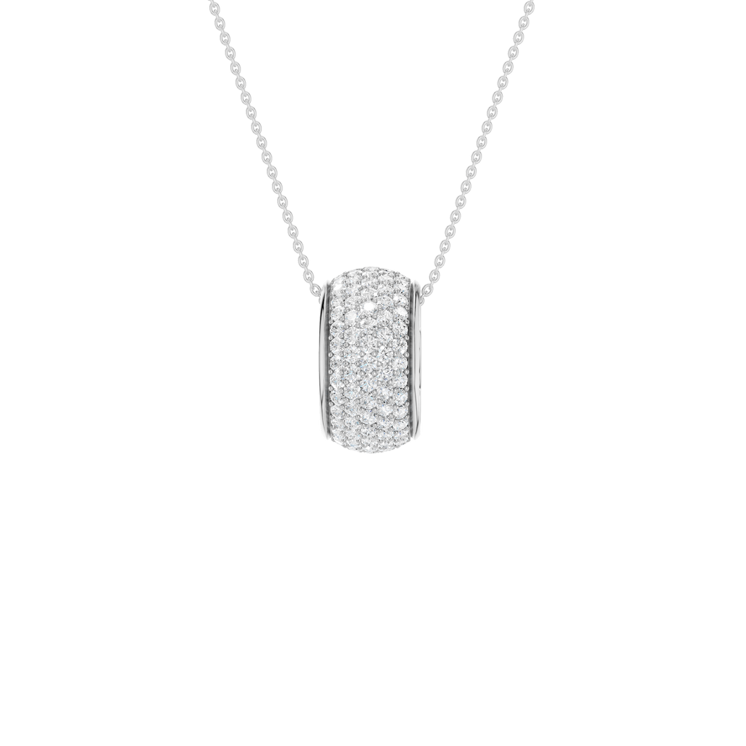 Pave Bead Pendant (Round) in 14K White Gold – Silvadi Jewelry Aurora CO