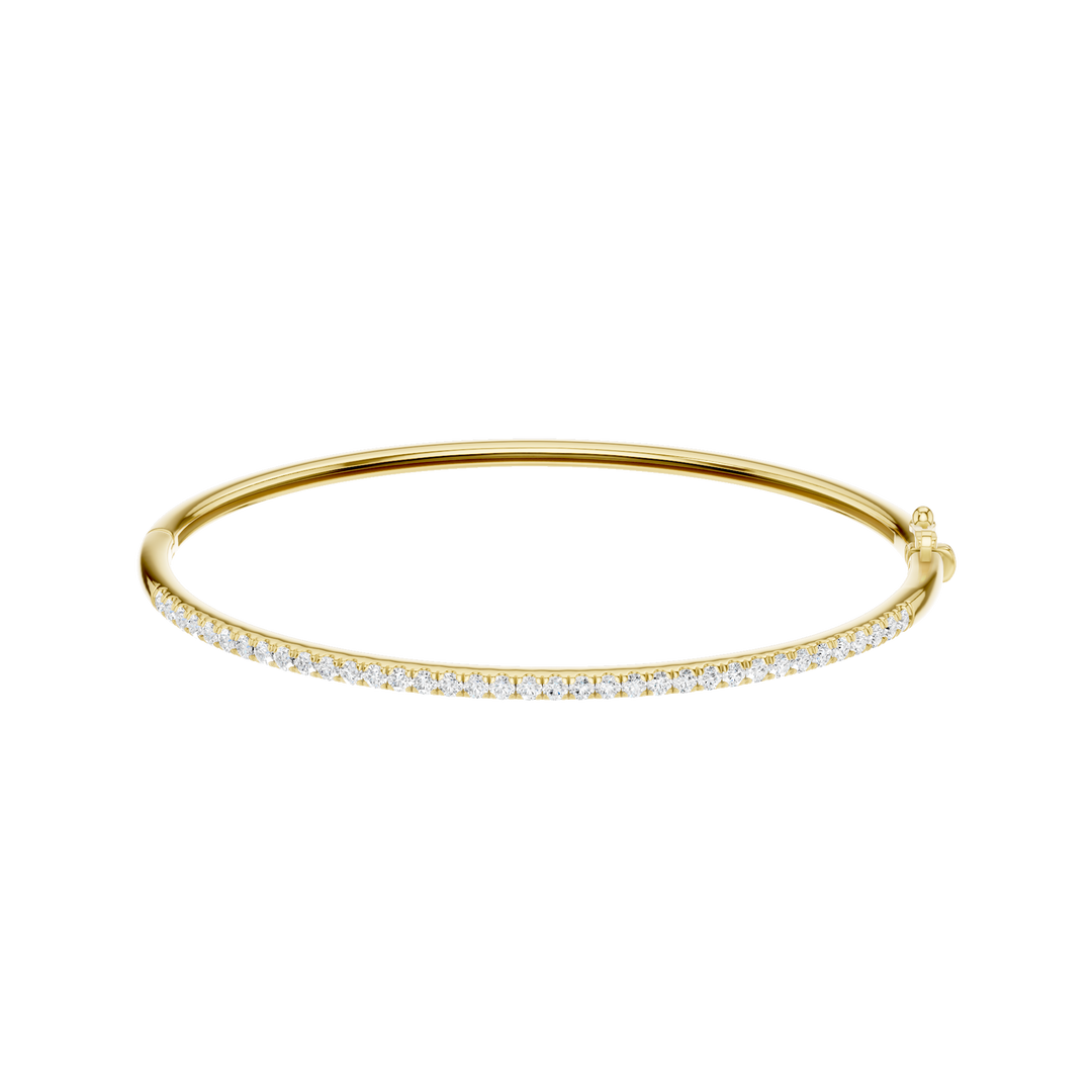 Pave Diamond Bangle (Round) in 14K Yellow Gold – Silvadi Jewelry Aurora CO