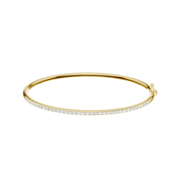 Pave Diamond Bangle (Round) in 14K Yellow Gold – Silvadi Jewelry Aurora CO