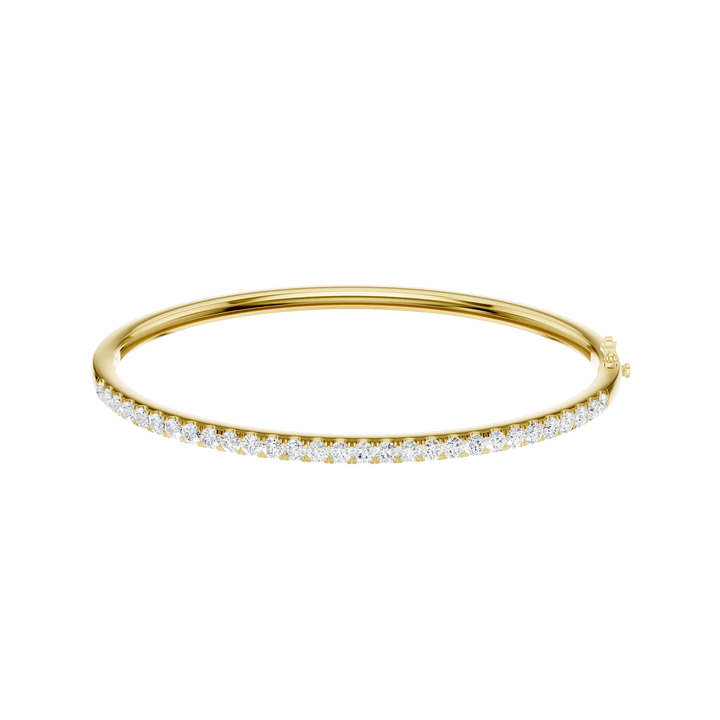 Pave Diamond Bangle (Round) in 14K Yellow Gold – Silvadi Jewelry Aurora CO