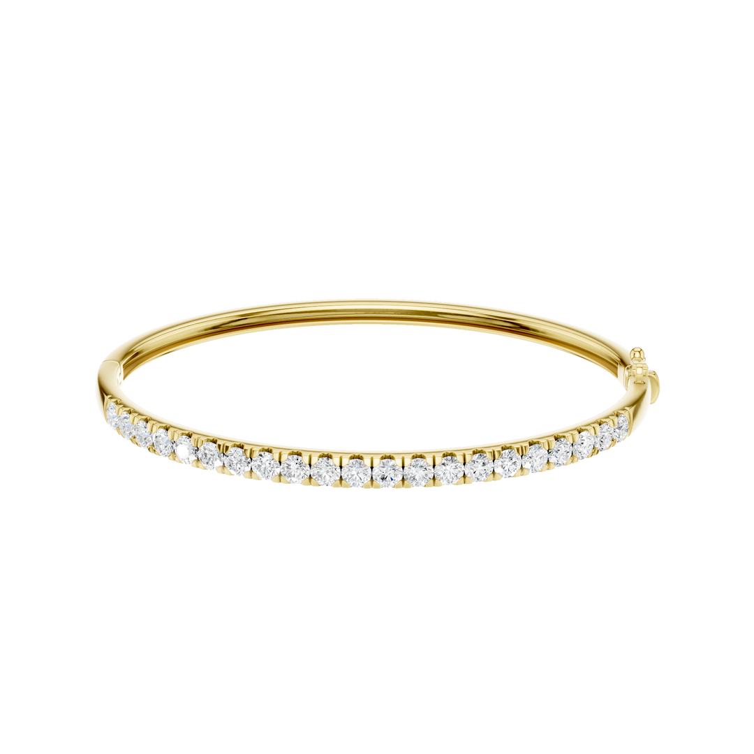 Pave Diamond Bangle (Round) in 14K Yellow Gold – Silvadi Jewelry Aurora CO