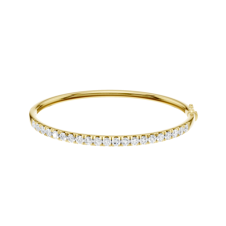 Pave Diamond Bangle (Round) in 14K Yellow Gold – Silvadi Jewelry Aurora CO
