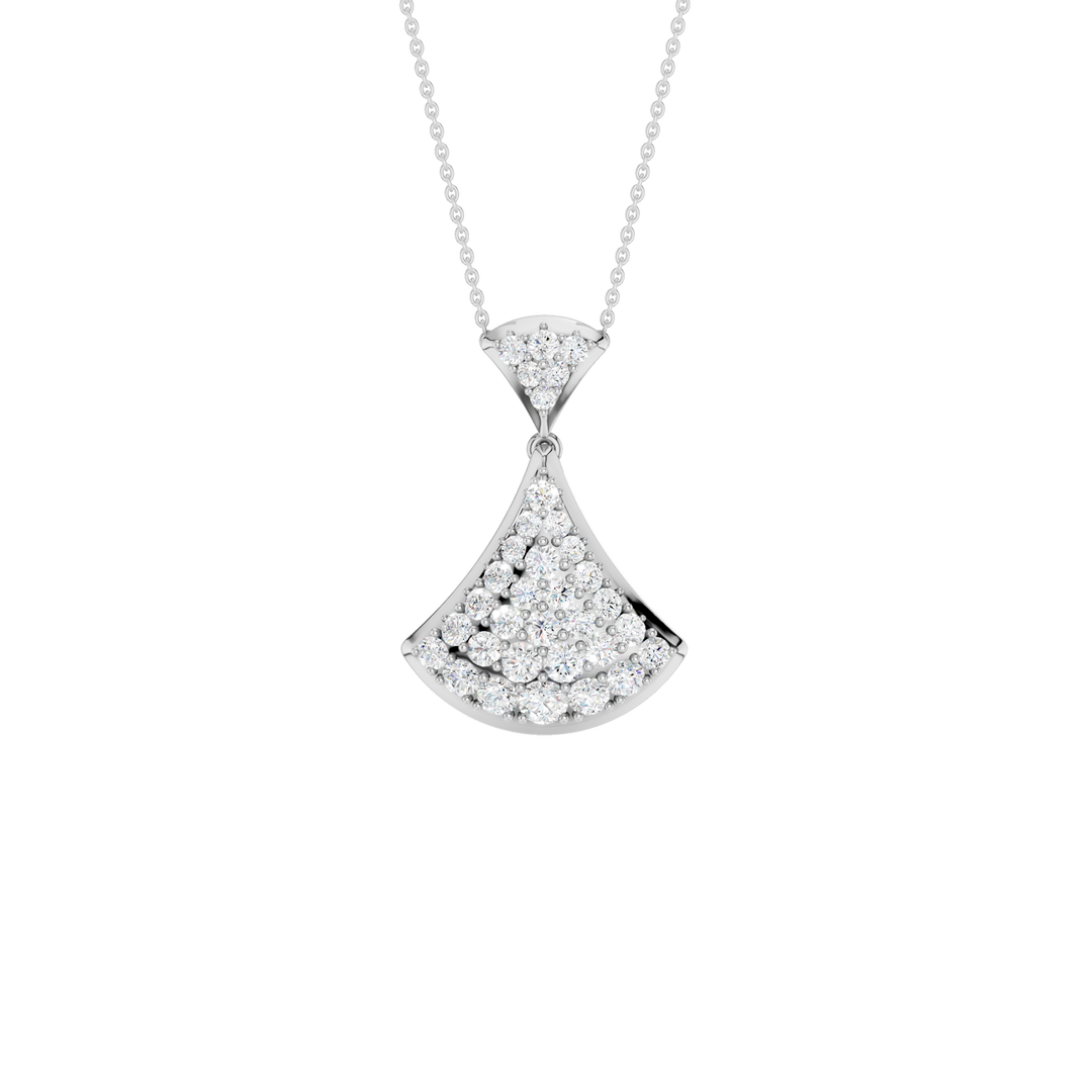 Pave Fan Motif Pendant (Round) in 14K White Gold – Silvadi Jewelry Aurora CO