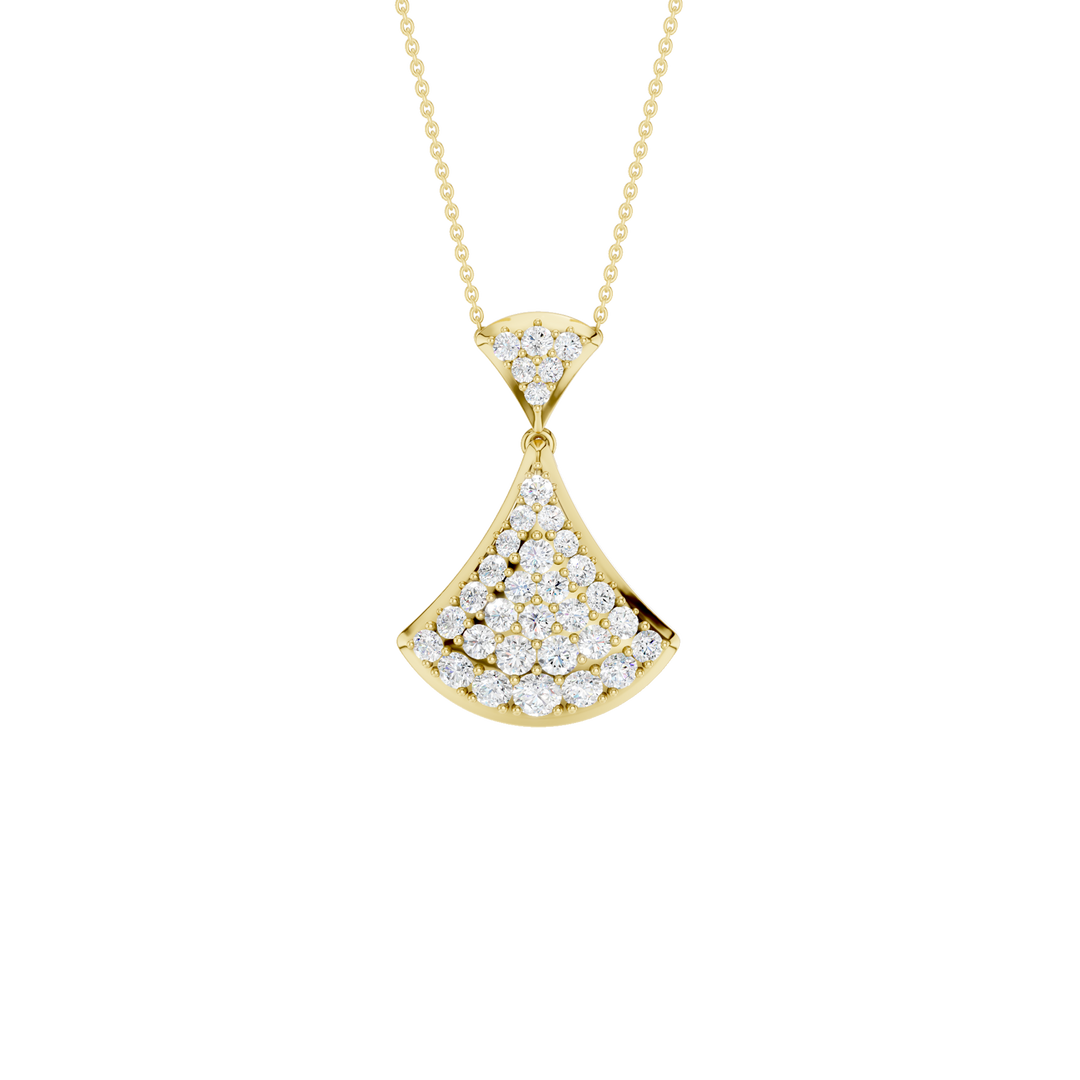 Pave Fan Motif Pendant (Round) in 14K Yellow Gold – Silvadi Jewelry Aurora CO