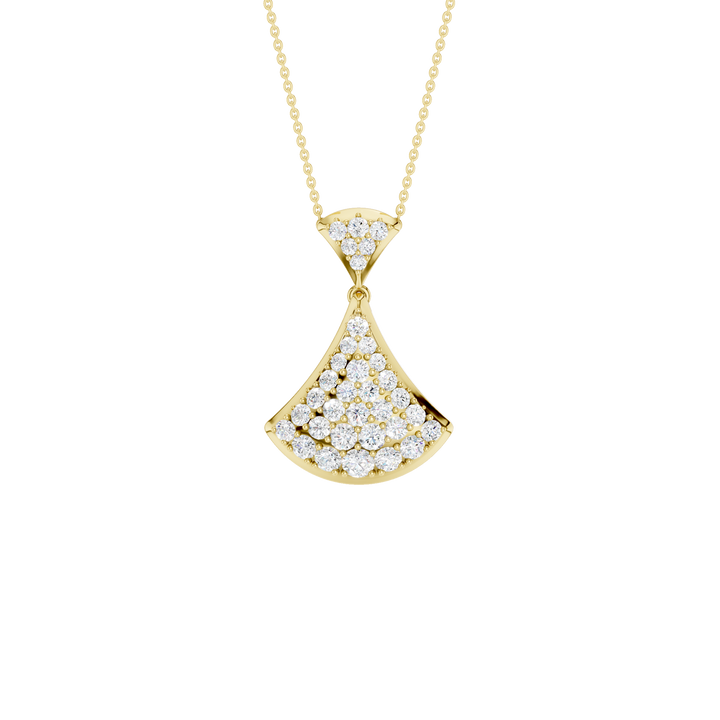 Pave Fan Motif Pendant (Round) in 14K Yellow Gold – Silvadi Jewelry Aurora CO