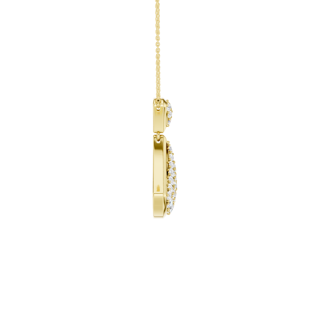 Pave Fan Motif Pendant (Round) in 14K Yellow Gold – Silvadi Jewelry Aurora CO
