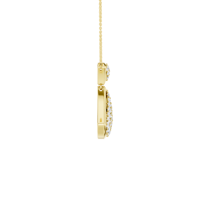 Pave Fan Motif Pendant (Round) in 14K Yellow Gold – Silvadi Jewelry Aurora CO