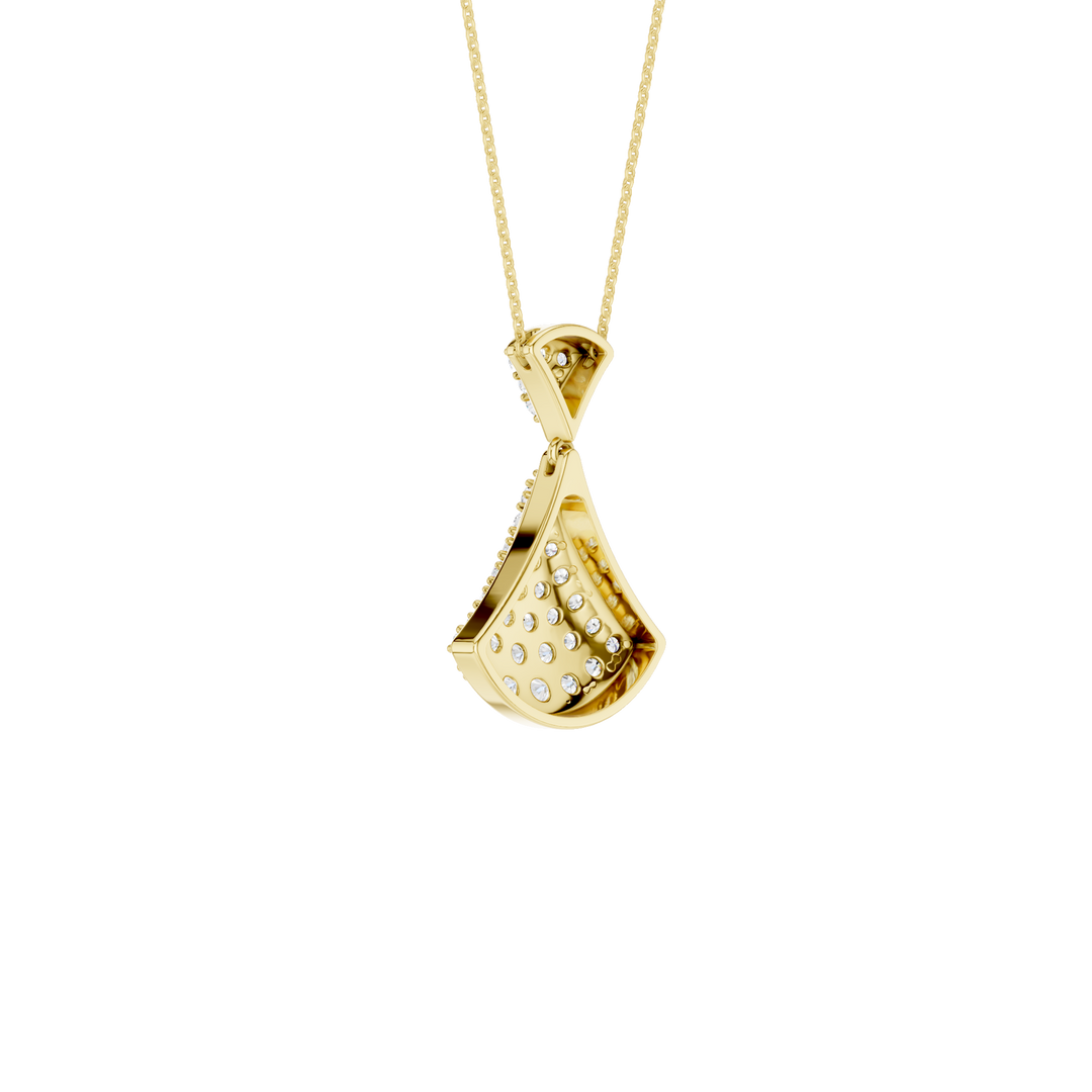 Pave Fan Motif Pendant (Round) in 14K Yellow Gold – Silvadi Jewelry Aurora CO
