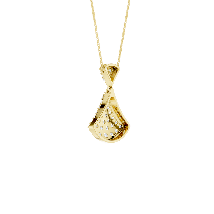 Pave Fan Motif Pendant (Round) in 14K Yellow Gold – Silvadi Jewelry Aurora CO