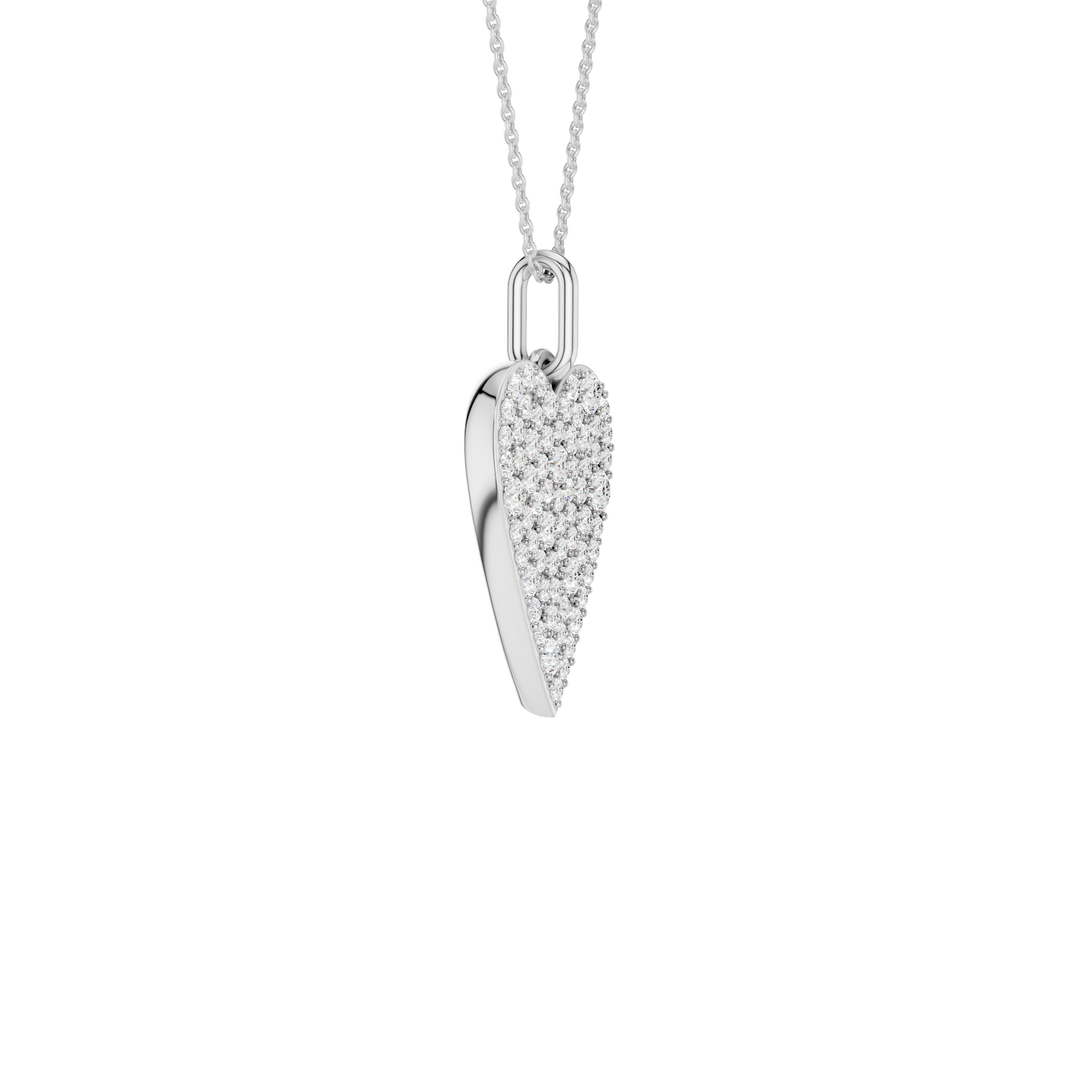 Pave Heart Pendant (Round) in 14K White Gold – Silvadi Jewelry Aurora CO