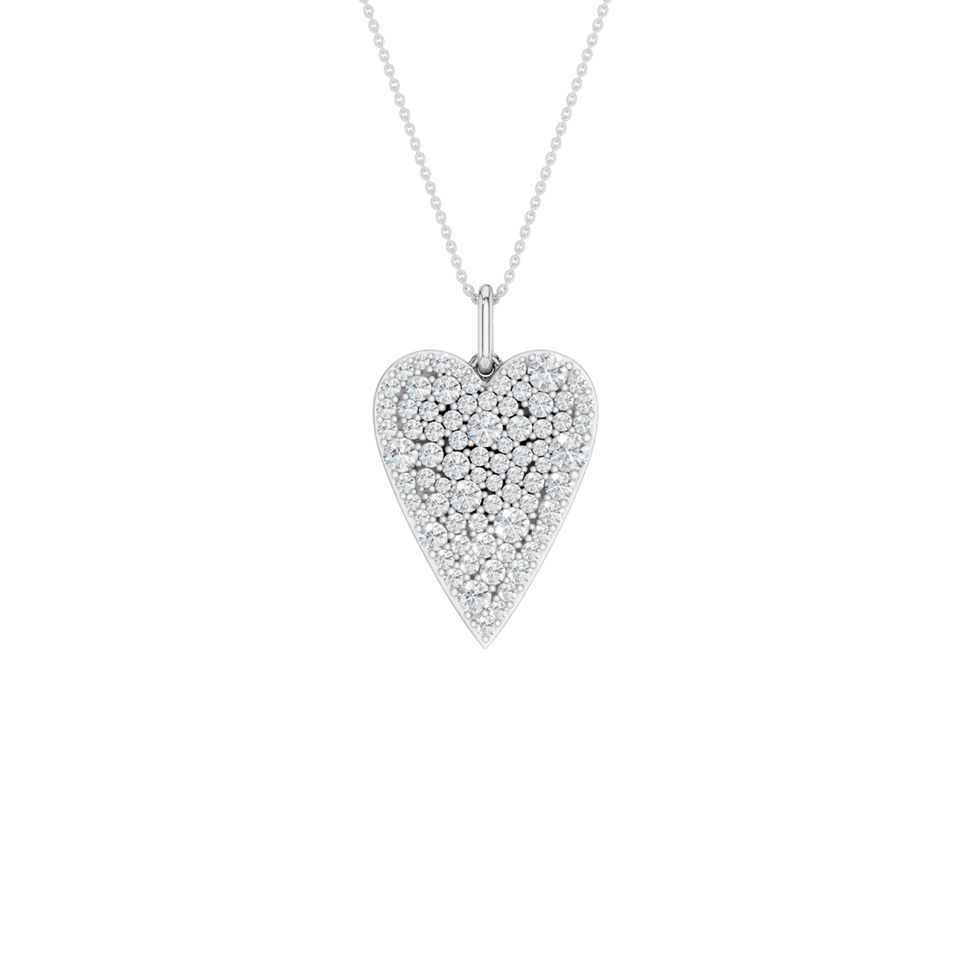 Pave Heart Pendant (Round) in 14K White Gold – Silvadi Jewelry Aurora CO