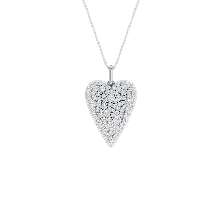 Pave Heart Pendant (Round) in 14K White Gold – Silvadi Jewelry Aurora CO