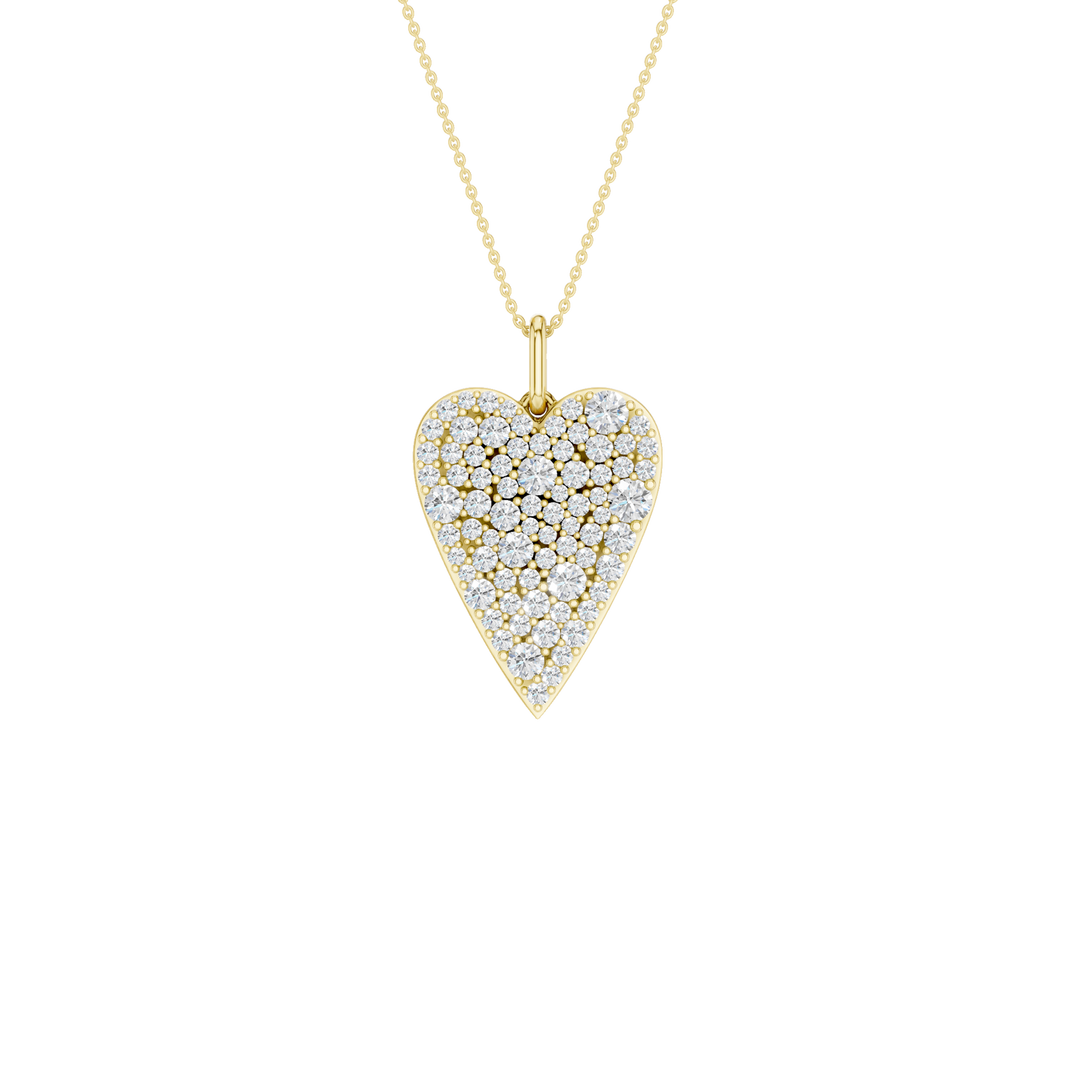 Pave Heart Pendant (Round) in 14K Yellow Gold – Silvadi Jewelry Aurora CO