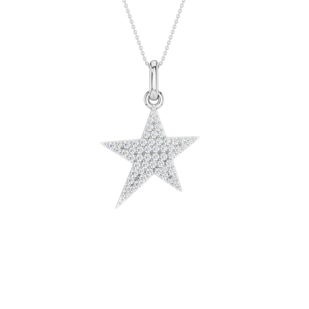 Pave Star Pendant (Round) in 14K White Gold – Silvadi Jewelry Aurora CO