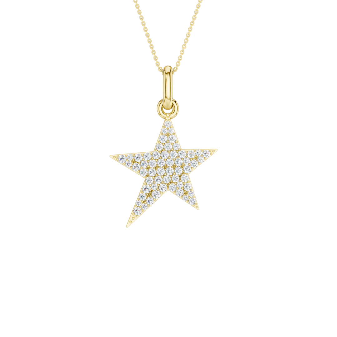 Pave Star Pendant (Round) in 14K Yellow Gold – Silvadi Jewelry Aurora CO