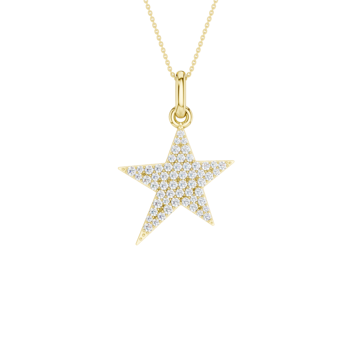 Pave Star Pendant (Round) in 14K Yellow Gold – Silvadi Jewelry Aurora CO