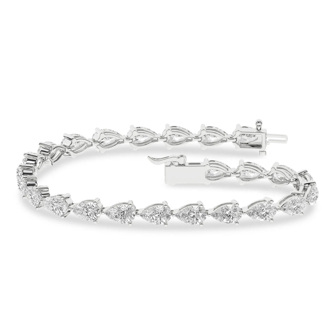 Durable secure clasp on a pear shape diamond tennis bracelet by Silvadi Jewelry showroom Aurora