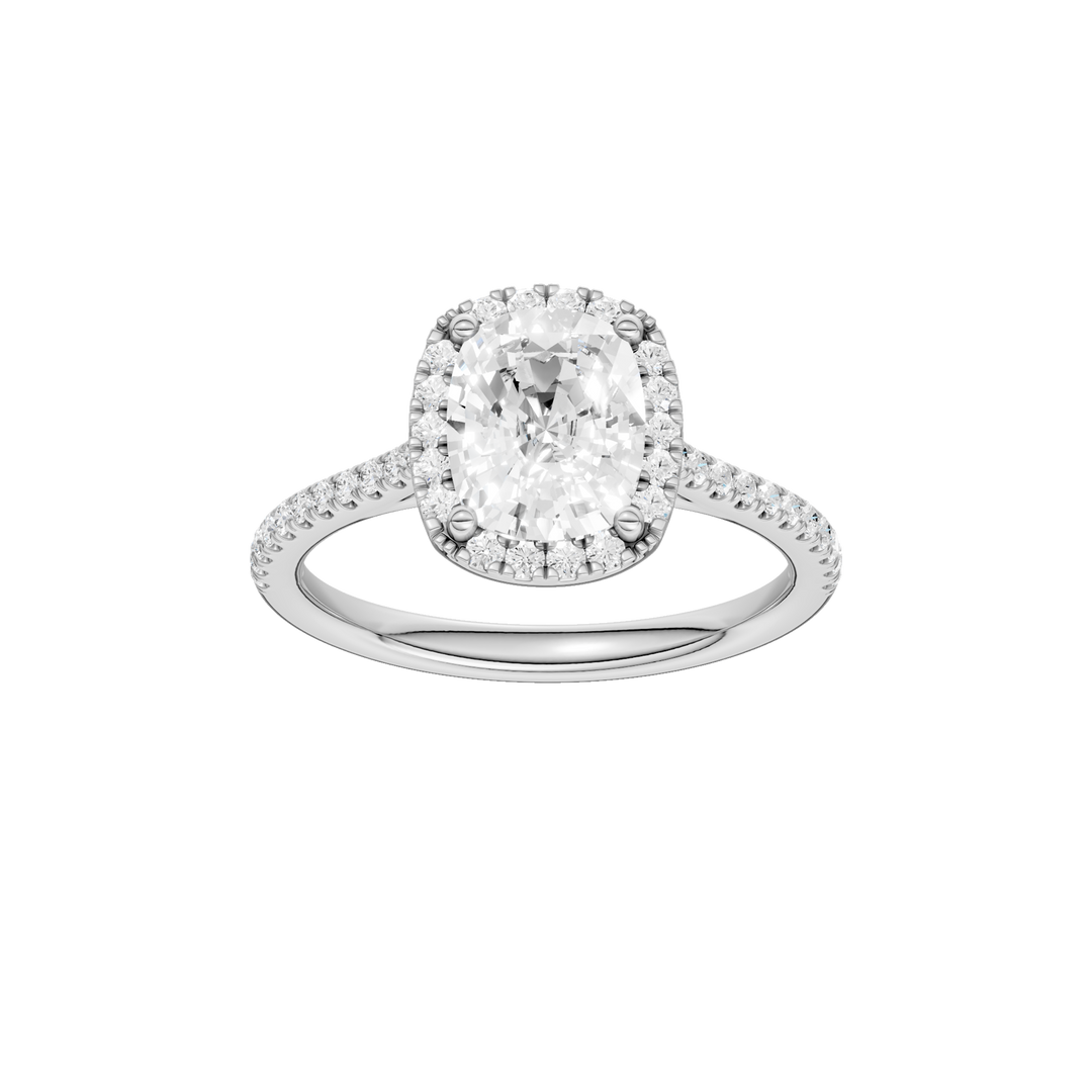 Petite Halo/Cathedral Engagement Ring (Elongated Cushion) in 14K White Gold – Silvadi Jewelry Aurora CO