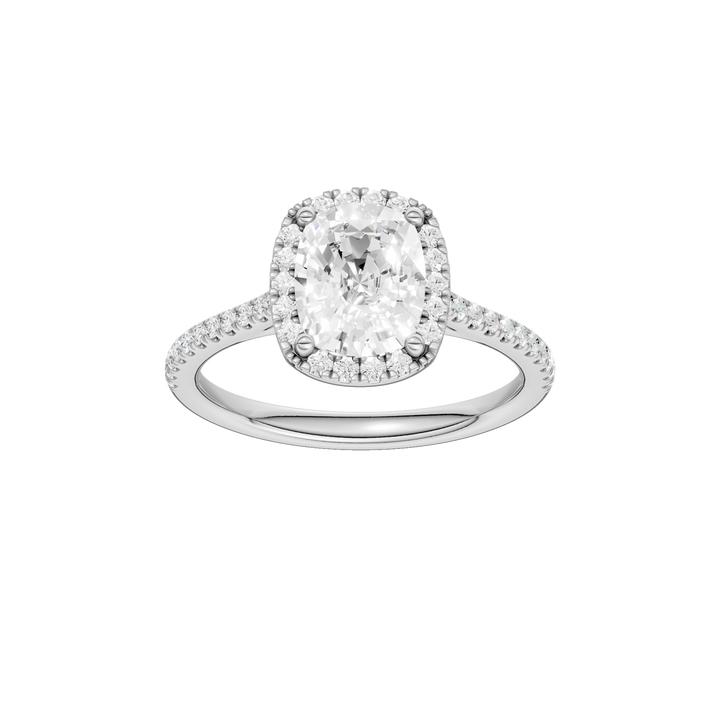 Petite Halo/Cathedral Engagement Ring (Elongated Cushion) in 14K White Gold – Silvadi Jewelry Aurora CO