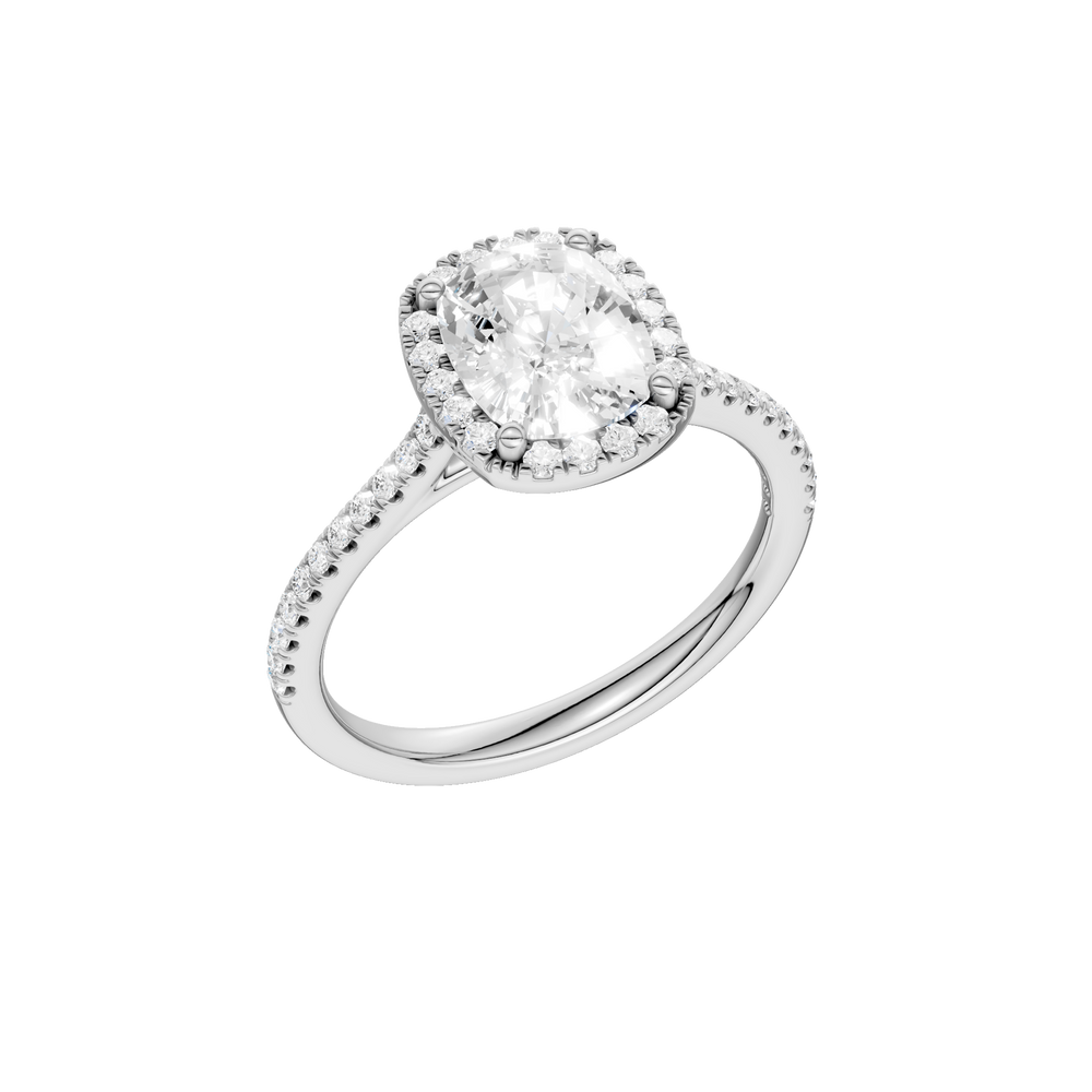 Petite Halo/Cathedral Engagement Ring (Elongated Cushion) in 14K White Gold – Silvadi Jewelry Aurora CO