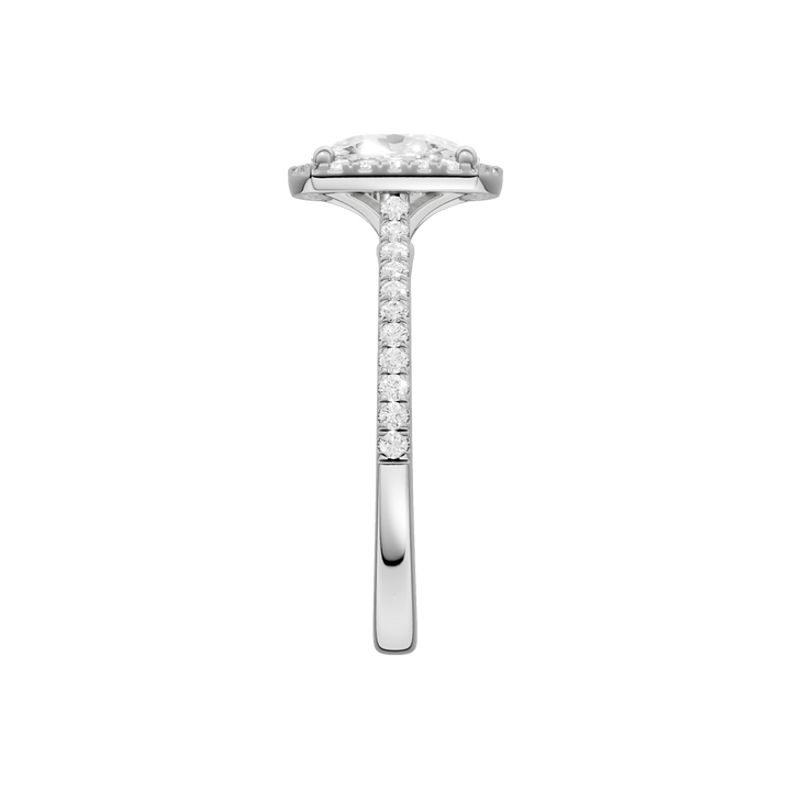 Petite Halo/Cathedral Engagement Ring (Elongated Cushion) in 14K White Gold – Silvadi Jewelry Aurora CO