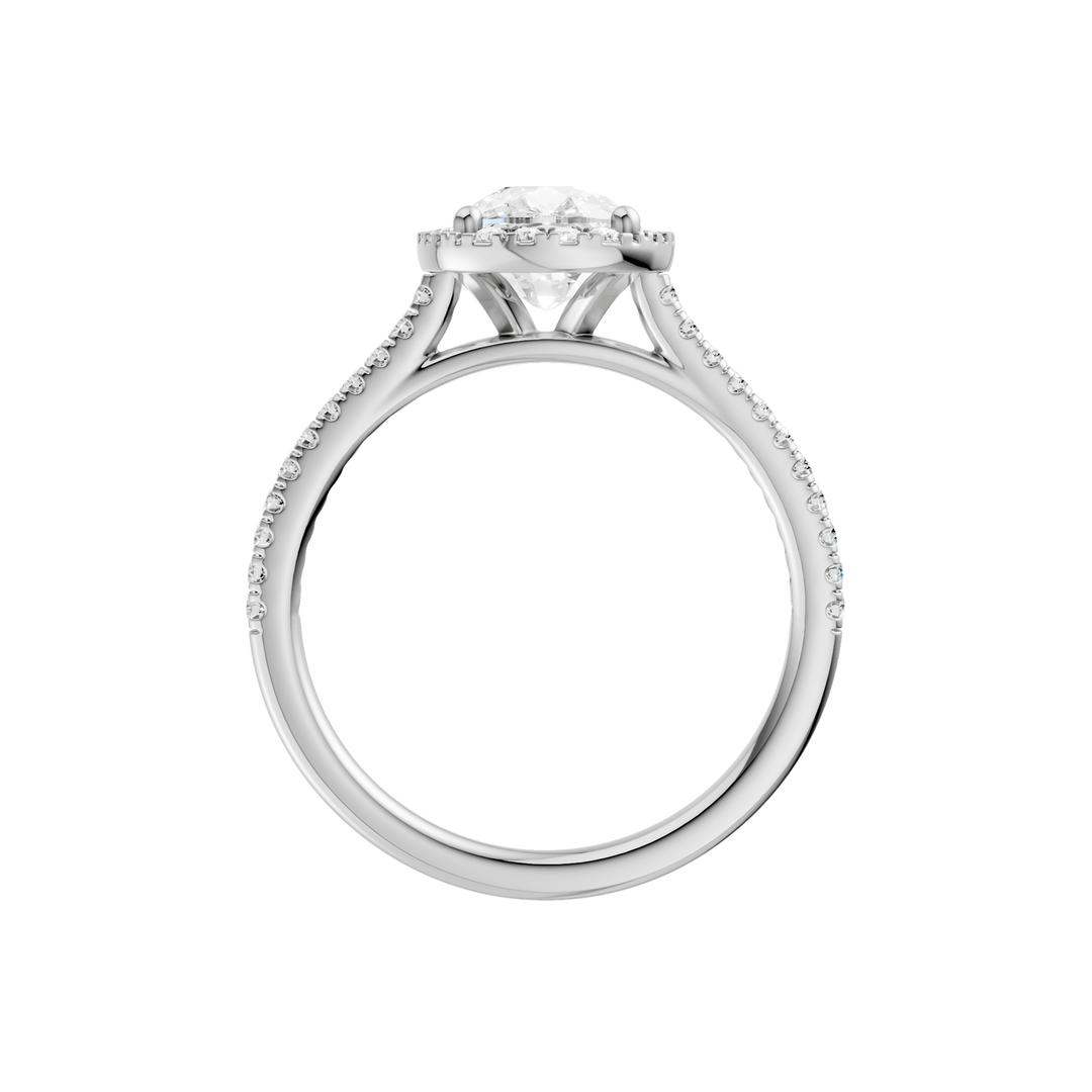 Petite Halo/Cathedral Engagement Ring (Elongated Cushion) in 14K White Gold – Silvadi Jewelry Aurora CO