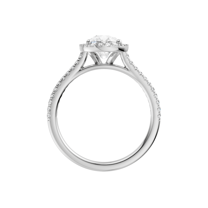 Petite Halo/Cathedral Engagement Ring (Elongated Cushion) in 14K White Gold – Silvadi Jewelry Aurora CO