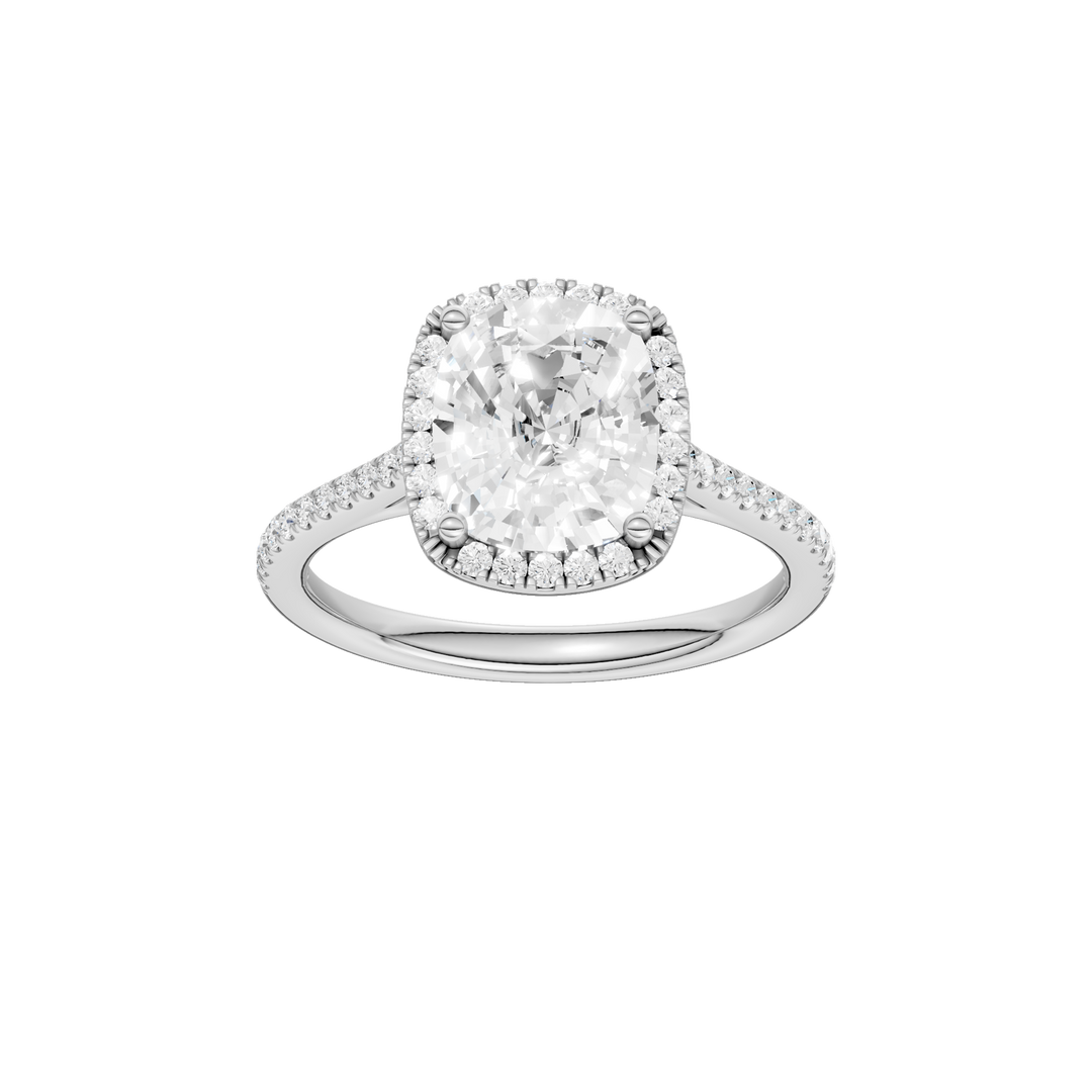 Petite Halo/Cathedral Engagement Ring (Elongated Cushion) in 14K White Gold – Silvadi Jewelry Aurora CO