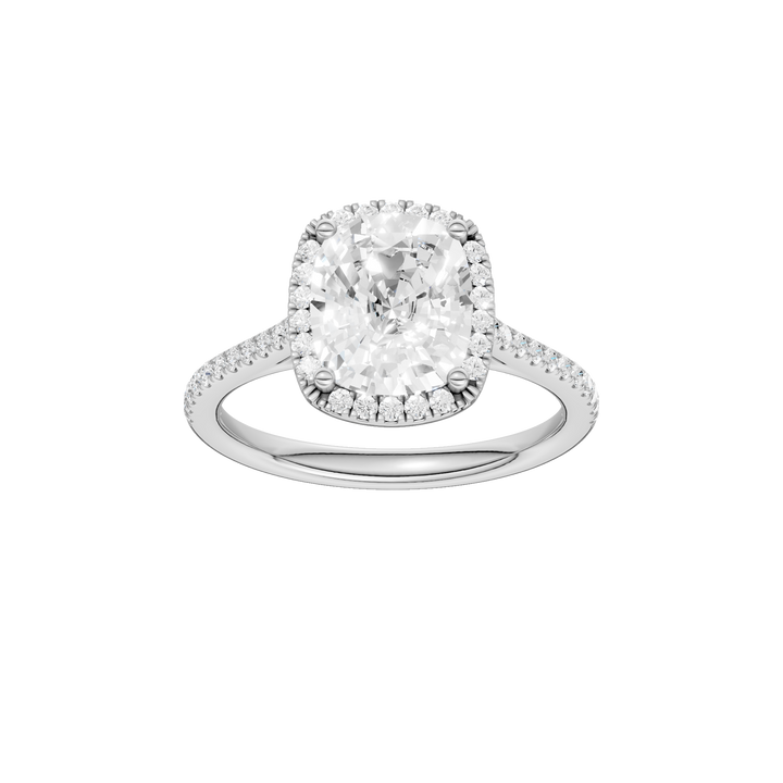 Petite Halo/Cathedral Engagement Ring (Elongated Cushion) in 14K White Gold – Silvadi Jewelry Aurora CO