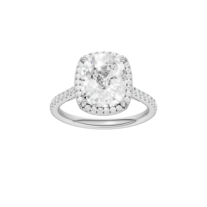 Petite Halo/Cathedral Engagement Ring (Elongated Cushion) in 14K White Gold – Silvadi Jewelry Aurora CO