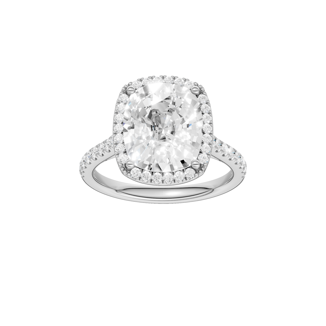 Petite Halo/Cathedral Engagement Ring (Elongated Cushion) in 14K White Gold – Silvadi Jewelry Aurora CO