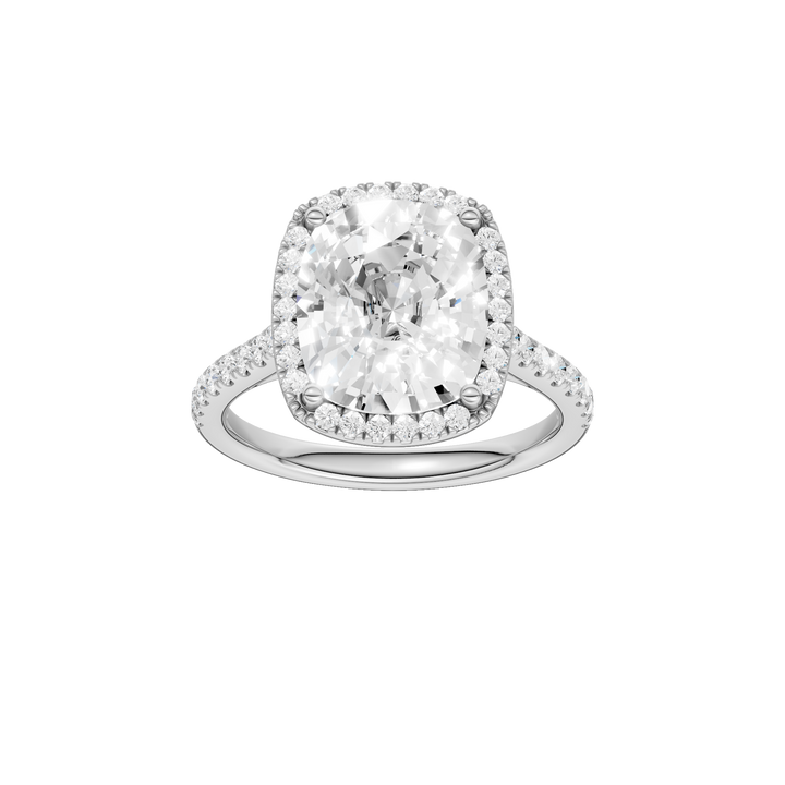 Petite Halo/Cathedral Engagement Ring (Elongated Cushion) in 14K White Gold – Silvadi Jewelry Aurora CO