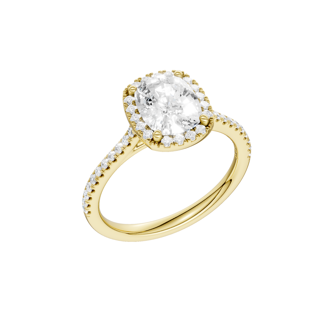 Petite Halo/Cathedral Engagement Ring (Elongated Cushion) in 14K Yellow Gold – Silvadi Jewelry Aurora CO