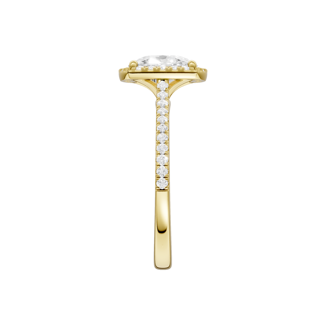 Petite Halo/Cathedral Engagement Ring (Elongated Cushion) in 14K Yellow Gold – Silvadi Jewelry Aurora CO