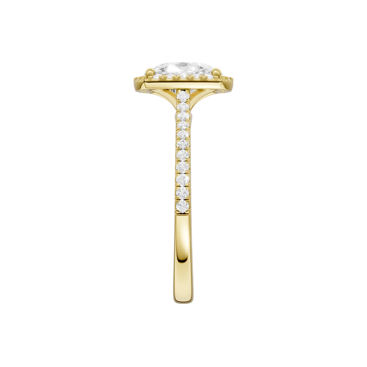 Petite Halo/Cathedral Engagement Ring (Elongated Cushion) in 14K Yellow Gold – Silvadi Jewelry Aurora CO
