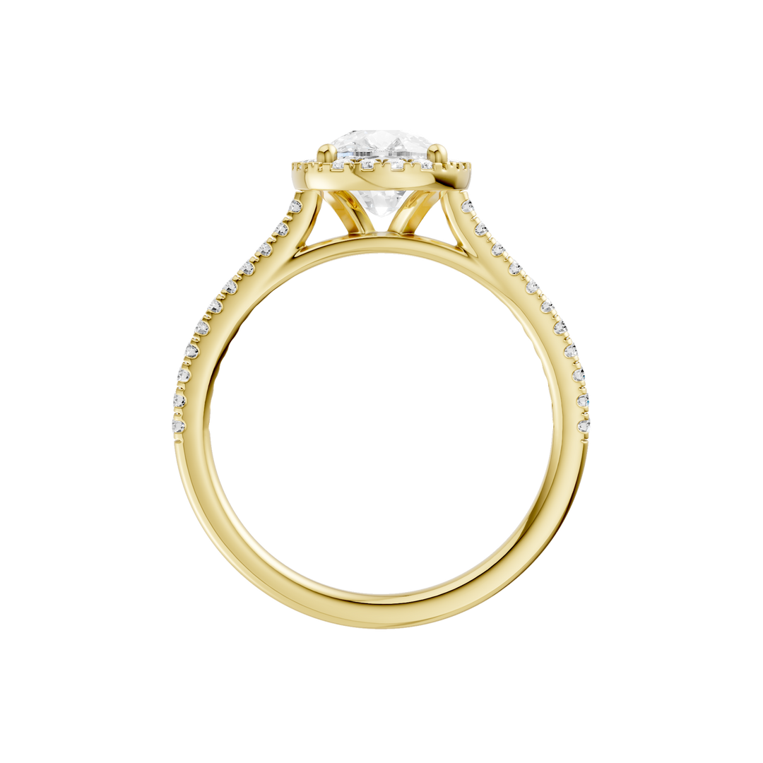 Petite Halo/Cathedral Engagement Ring (Elongated Cushion) in 14K Yellow Gold – Silvadi Jewelry Aurora CO