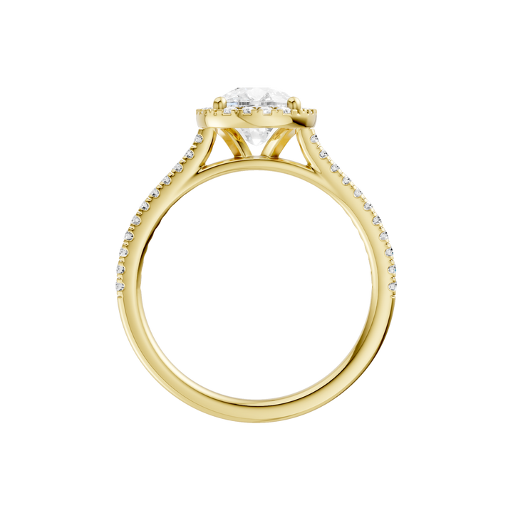 Petite Halo/Cathedral Engagement Ring (Elongated Cushion) in 14K Yellow Gold – Silvadi Jewelry Aurora CO