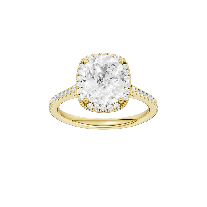 Petite Halo/Cathedral Engagement Ring (Elongated Cushion) in 14K Yellow Gold – Silvadi Jewelry Aurora CO